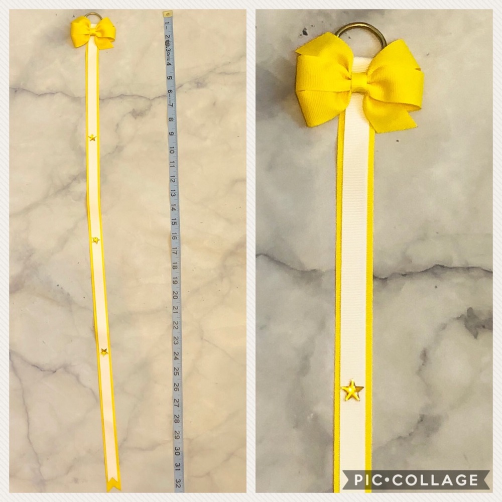 yellow hair bow holder keeper w/ star gems